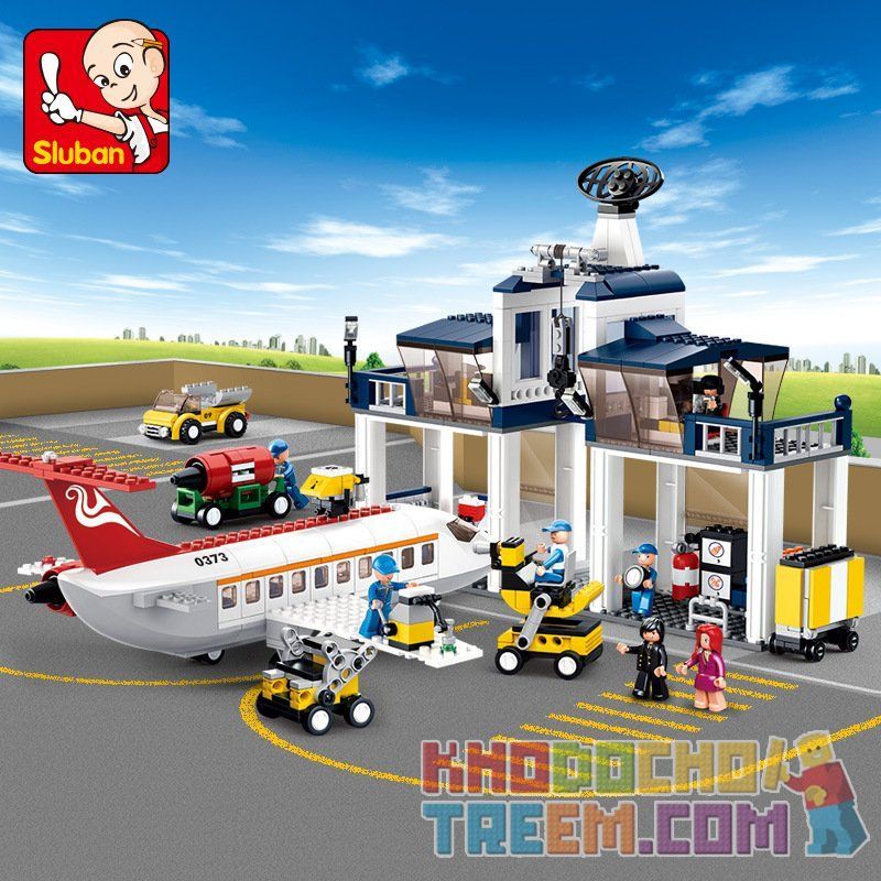 SLUBAN M38-B0373 B0373 0373 M38B0373 38-B0373 non  XƯỞNG BẢO DƯỠNG MÁY BAY LỚN bộ đồ chơi xếp lắp ráp ghép mô hình City AVIATION Thành Phố 599 khối