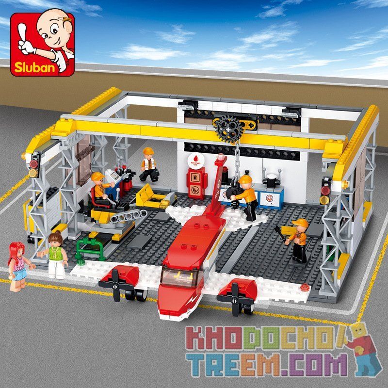 SLUBAN M38-B0372 B0372 0372 M38B0372 38-B0372 non  XƯỞNG SỬA CHỮA MÁY BAY bộ đồ chơi xếp lắp ráp ghép mô hình City AVIATION Thành Phố 599 khối