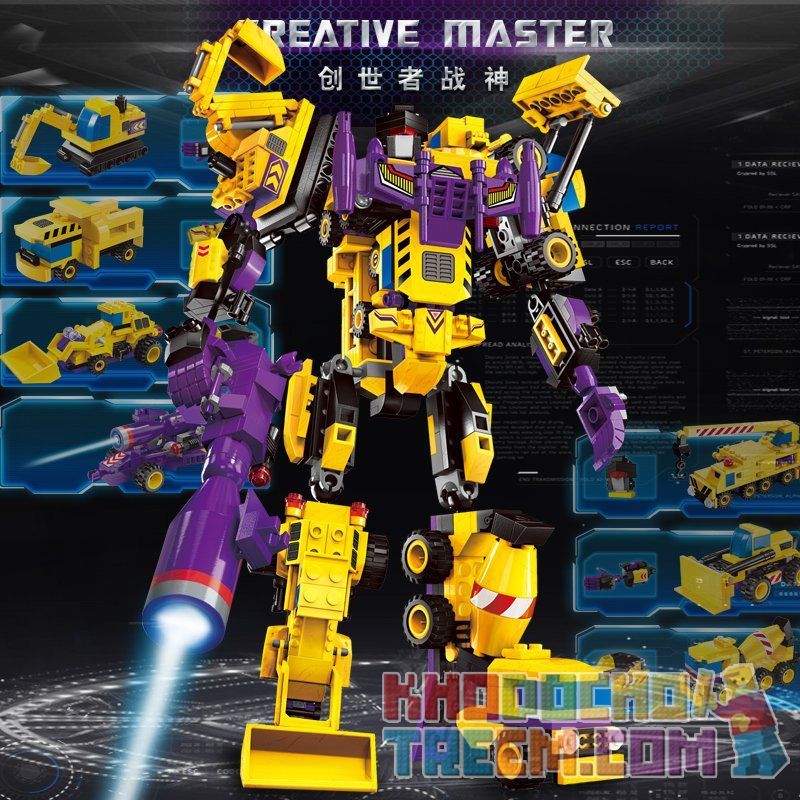 Enlighten 1401 Qman 1401 non  XẾP HÌNH CHIẾN THẦN 7 TRONG 1 bộ đồ chơi xếp lắp ráp ghép mô hình Transformers CREATIVE MASTER Robot Đại Chiến Người Máy Biến Hình 599 khối