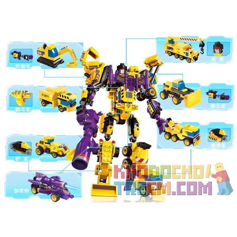 Enlighten 1401 Qman 1401 non  XẾP HÌNH CHIẾN THẦN 7 TRONG 1 bộ đồ chơi xếp lắp ráp ghép mô hình Transformers CREATIVE MASTER Robot Đại Chiến Người Máy Biến Hình 599 khối
