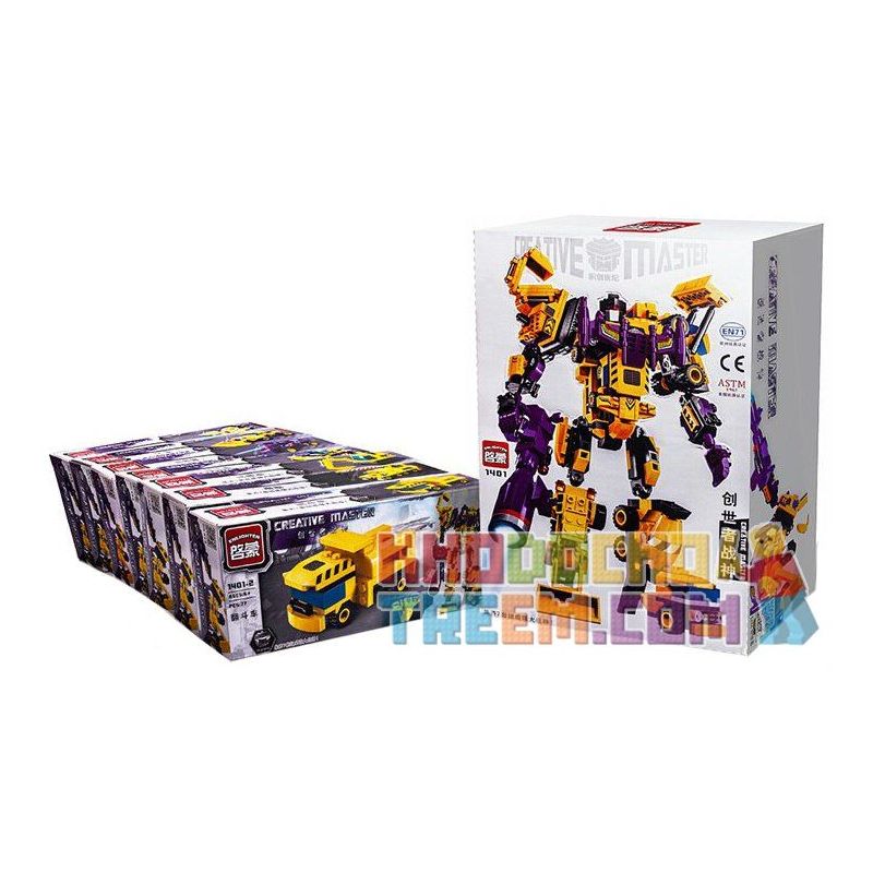 Enlighten 1401 Qman 1401 non  XẾP HÌNH CHIẾN THẦN 7 TRONG 1 bộ đồ chơi xếp lắp ráp ghép mô hình Transformers CREATIVE MASTER Robot Đại Chiến Người Máy Biến Hình 599 khối