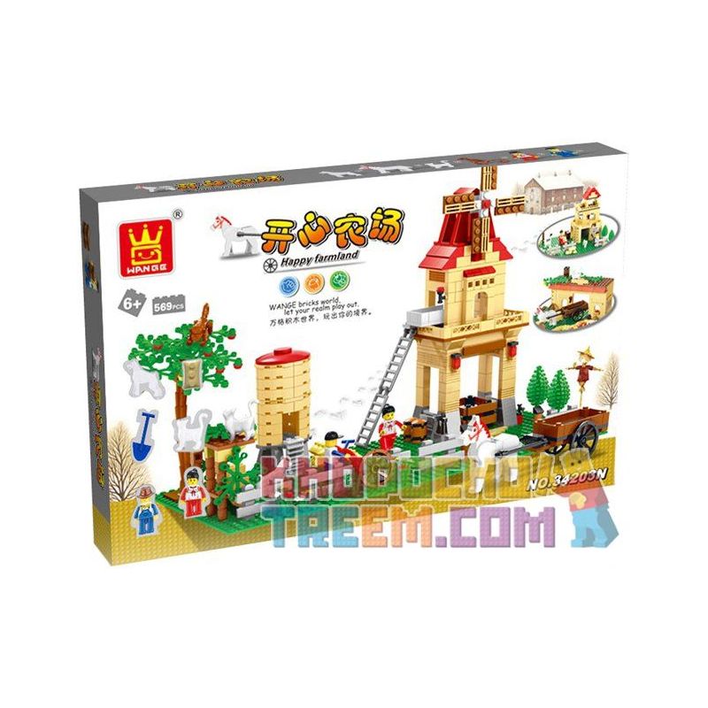 WANGE 34203N Xếp hình kiểu  CITY Happy Farmland Nông Trại Cối Xay Gió 569 khối