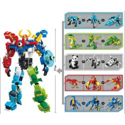 Enlighten 1403 Qman 1403 non  ĐỘNG VẬT BIẾN HÌNH CÓ THỂ KẾT HỢP THÀNH NGƯỜI MÁY KHỔNG LỒ bộ đồ chơi xếp lắp ráp ghép mô hình Transformers VARIANT SERIES SPACE WAR Robot Đại Chiến Người Máy Biến Hình 809 khối