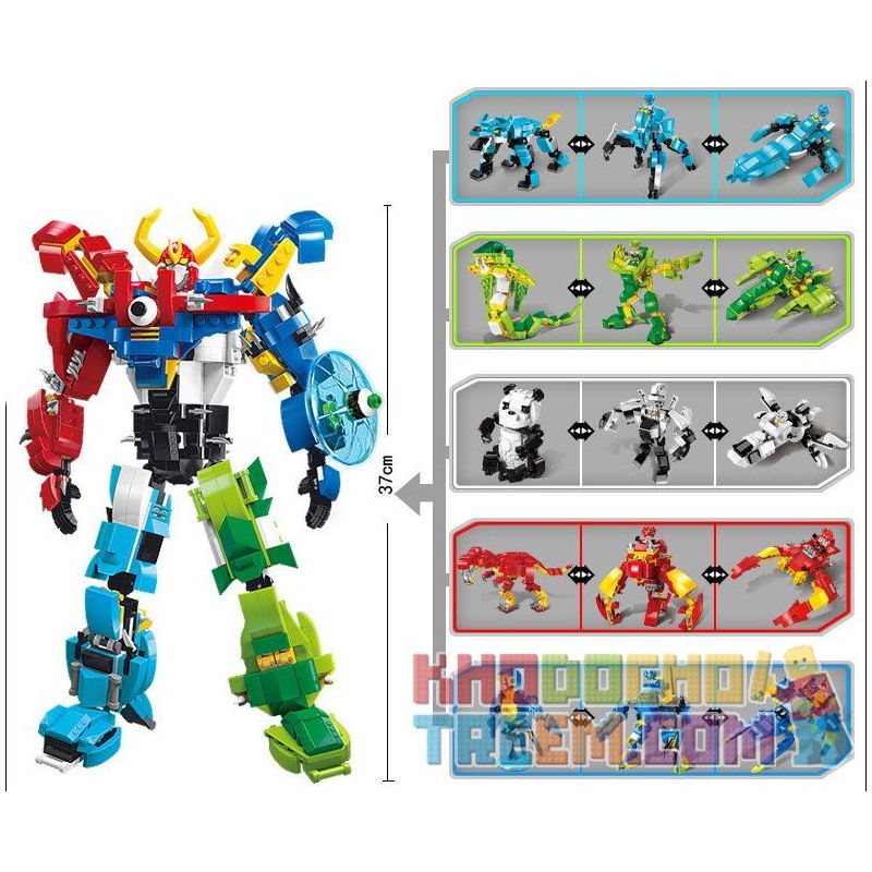 Enlighten 1403 Qman 1403 non  ĐỘNG VẬT BIẾN HÌNH CÓ THỂ KẾT HỢP THÀNH NGƯỜI MÁY KHỔNG LỒ bộ đồ chơi xếp lắp ráp ghép mô hình Transformers VARIANT SERIES SPACE WAR Robot Đại Chiến Người Máy Biến Hình 809 khối