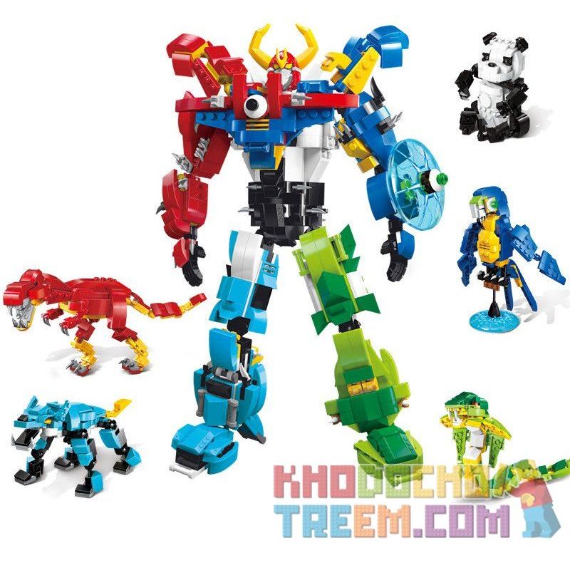 Enlighten 1403 Qman 1403 non Lego ĐỘNG VẬT BIẾN HÌNH CÓ THỂ KẾT HỢP THÀNH NGƯỜI MÁY KHỔNG LỒ bộ đồ chơi xếp lắp ráp ghép mô hình Transformers VARIANT SERIES SPACE WAR Robot Đại Chiến Người Máy Biến Hình 809 khối