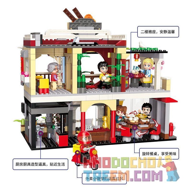 Enlighten 1137 Qman 1137 non  NHÀ HÀNG TRUNG QUỐC bộ đồ chơi xếp lắp ráp ghép mô hình Colorful City COLORFULCITY Thành Phố Sắc Màu 796 khối