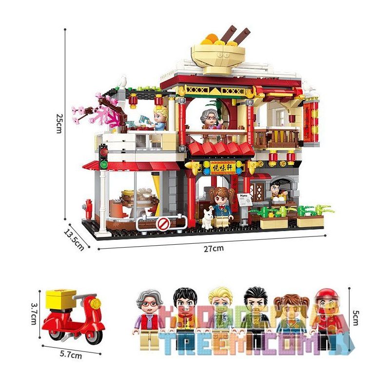 Enlighten 1137 Qman 1137 non  NHÀ HÀNG TRUNG QUỐC bộ đồ chơi xếp lắp ráp ghép mô hình Colorful City COLORFULCITY Thành Phố Sắc Màu 796 khối