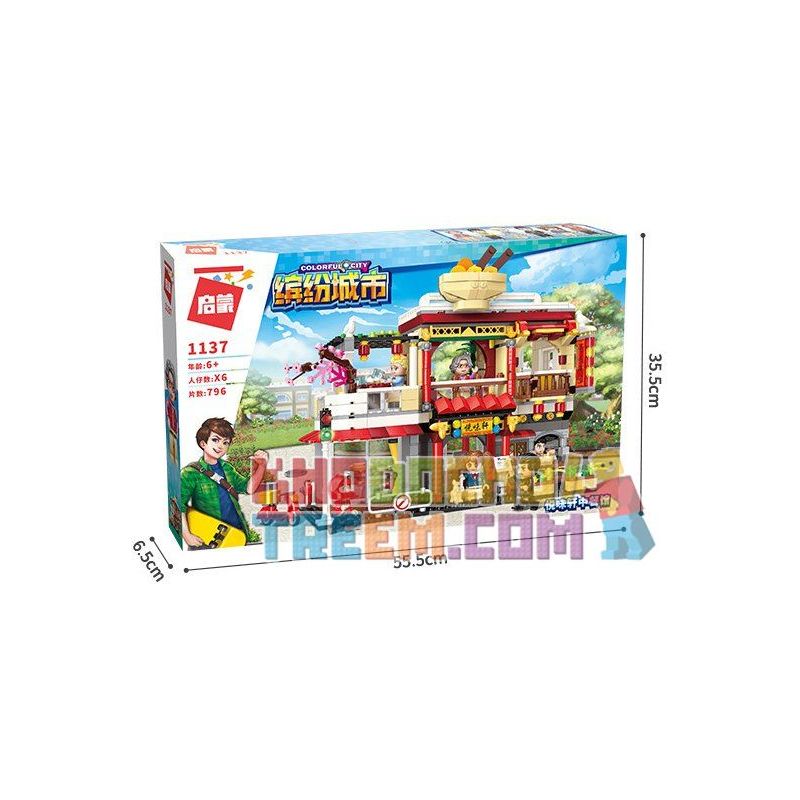Enlighten 1137 Qman 1137 non  NHÀ HÀNG TRUNG QUỐC bộ đồ chơi xếp lắp ráp ghép mô hình Colorful City COLORFULCITY Thành Phố Sắc Màu 796 khối