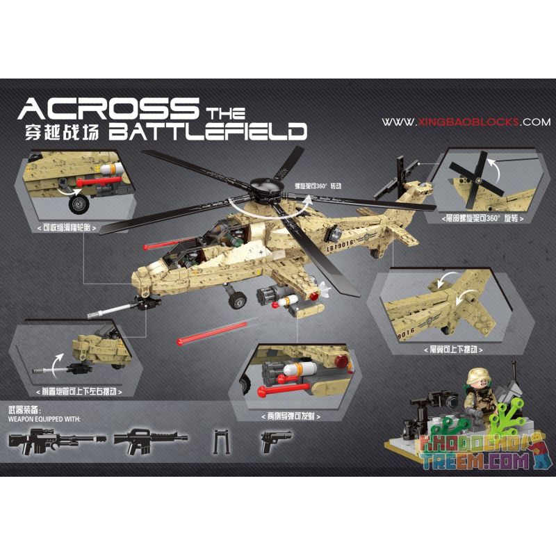 XINGBAO XB-06025 06025 XB06025 non  TRỰC THĂNG CHIẾN ĐẤU bộ đồ chơi xếp lắp ráp ghép mô hình Across The Battlefield ACROSS THE BATTLEFIELD WZ10 Băng Qua Chiến Trường 749 khối