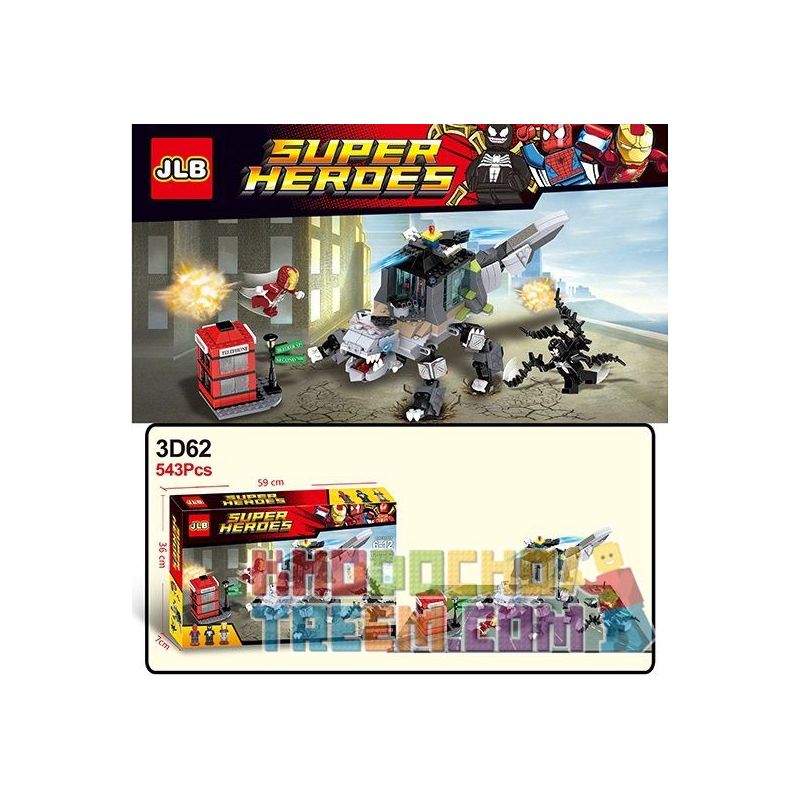 JLB 3D62 Xếp hình kiểu Lego SUPER HEROES Spider Man, Batman, Iron Man Unite Liên Minh Giữa Người Nhện, Người Sắt Và Người Dơi 543 khối