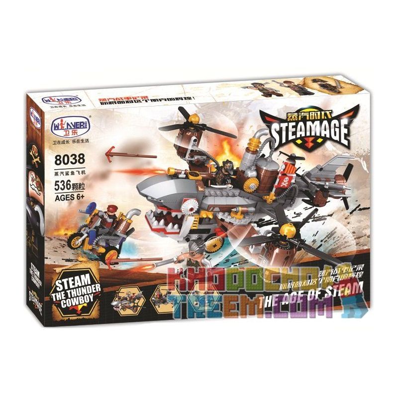 Winner 8038 non Lego TÀU CÁ MẬP bộ đồ chơi xếp lắp ráp ghép mô hình The Age Of Steam STEAMAGE THE SHARK AIRCRAFT Thời Đại Hơi Nước 536 khối
