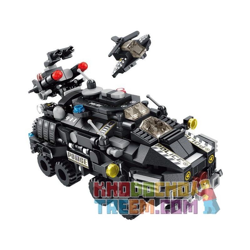 PanlosBrick 633010 Panlos Brick 633010 non  XE BỌC THÉP SWAT 12 TRONG bộ đồ chơi xếp lắp ráp ghép mô hình Swat Special Force SWAT ARMORED CAR Đặc Nhiệm 527 khối
