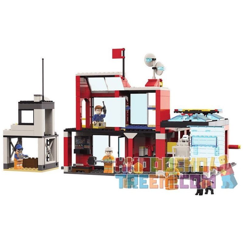 Enlighten 2808 Qman 2808 non  TRẠM CỨU HỎA bộ đồ chơi xếp lắp ráp ghép mô hình Fire Rescure FIRE RESCUE 523 khối