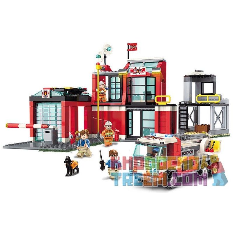 Enlighten 2808 Qman 2808 non  TRẠM CỨU HỎA bộ đồ chơi xếp lắp ráp ghép mô hình Fire Rescure FIRE RESCUE 523 khối