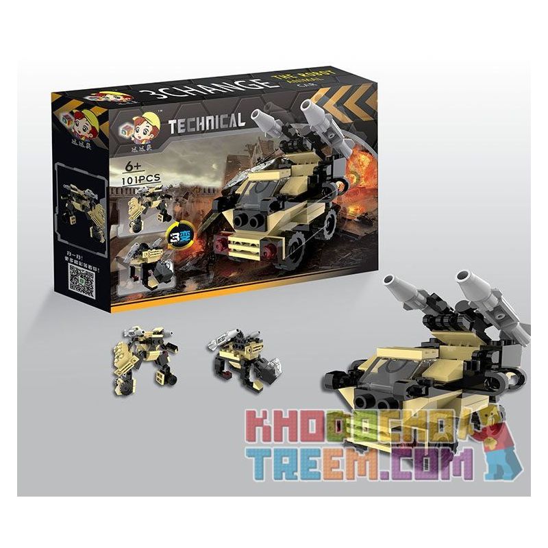 QIZHILE 3002 Xếp hình kiểu  MILITARY ARMY Military Equipment 5 In 1 Phương Tiện Quân Sự 5 Trong 1 Xe Bọc Thép, Xe Tăng Nhỏ, Xe Bắn Tên Lửa, Trực Thăng, Xe Kĩ Thuật 521 khối