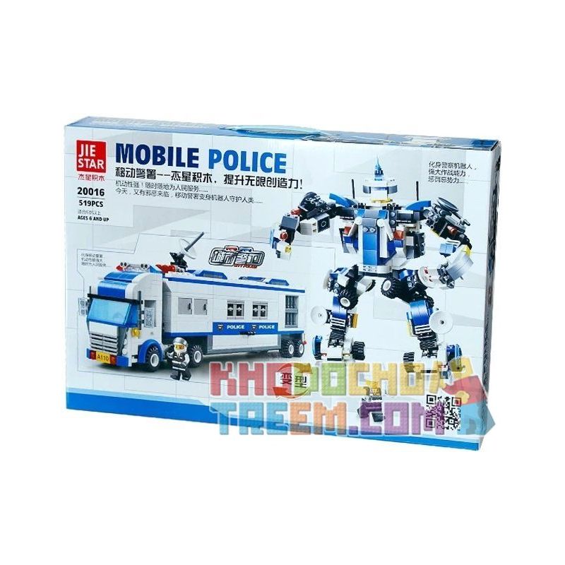JIE STAR 20016 Xếp hình kiểu Lego CITY Mobile Police Turns Into A Robot To Protect Human Cảnh Sát Cơ động Biến Hình Thành Robot để Bảo Vệ Người Dân 521 khối