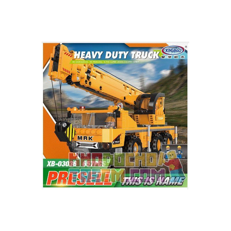 XINGBAO XB-03036 03036 XB03036 non  MÁY CẨU HẠNG NẶNG bộ đồ chơi xếp lắp ráp ghép mô hình Heavy Duty Truck HEAVY DUTY TRUCK CRANE MACHINERY Xe Máy Hạng Nặng 657 khối