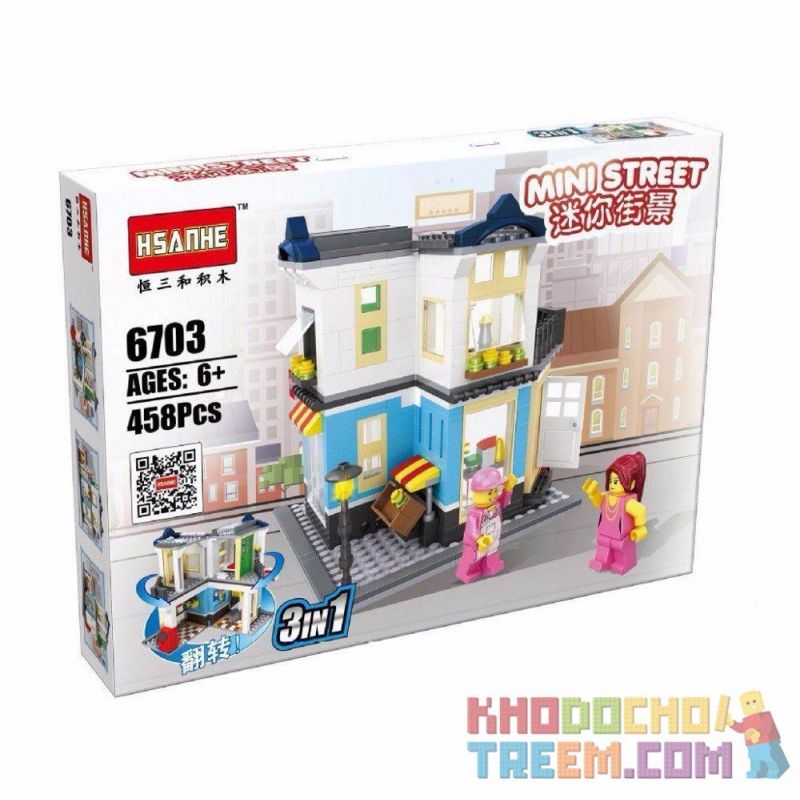 HSANHE 6703 Xếp hình kiểu  MODULAR BUILDINGS Fruit Store Cửa Hàng Hoa Quả 458 khối HSANHE 6703 Xếp hình kiểu  MODULAR BUILDINGS Fruit Store Cửa Hàng Hoa Quả 458 khối