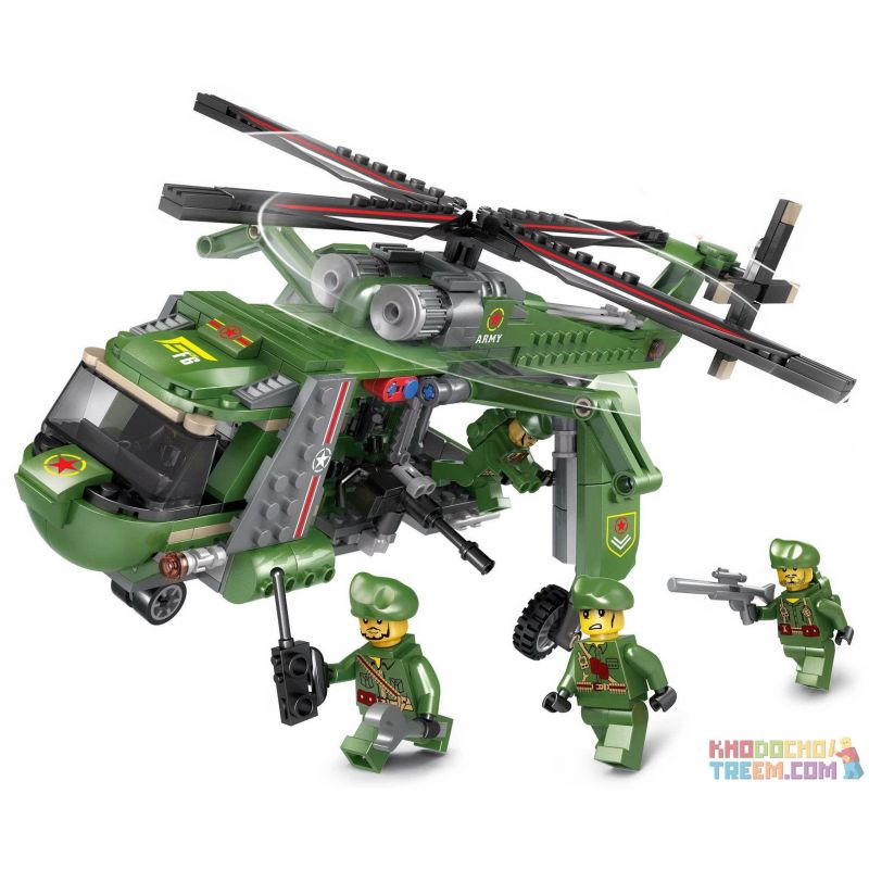 LE DI PIN 10113 Xếp hình kiểu Lego MILITARY ARMY Military Helicopter Trực Thăng Quân Sự 459 khối