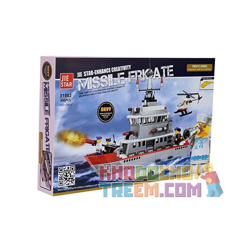 JIE STAR 31002 Xếp hình kiểu  MILITARY ARMY Missle Frigate Tàu Khu Trục Tên Lửa 490 khối