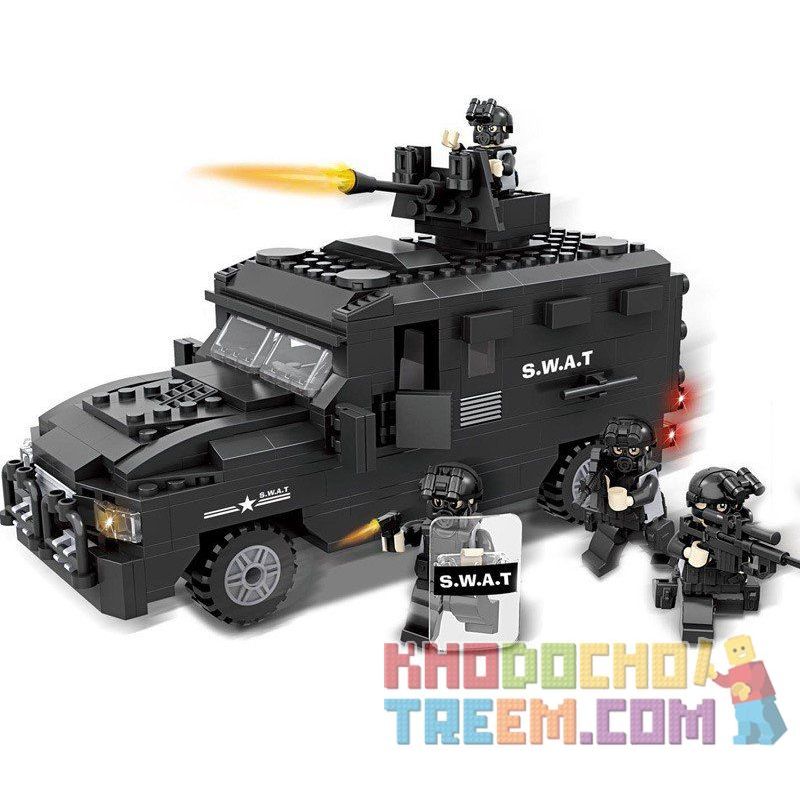 HSANHE 6509 Xếp hình kiểu Lego MILITARY ARMY SWAT Special Vehicle Xe đặc Chủng SWAT 423 khối