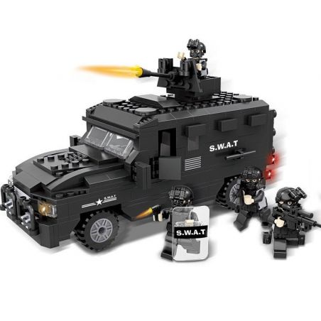 HSANHE 6509 Xếp hình kiểu  MILITARY ARMY SWAT Special Vehicle Xe đặc Chủng SWAT 423 khối