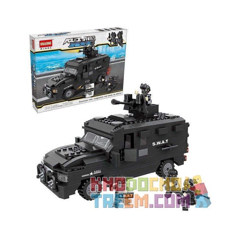 HSANHE 6509 Xếp hình kiểu  MILITARY ARMY SWAT Special Vehicle Xe đặc Chủng SWAT 423 khối