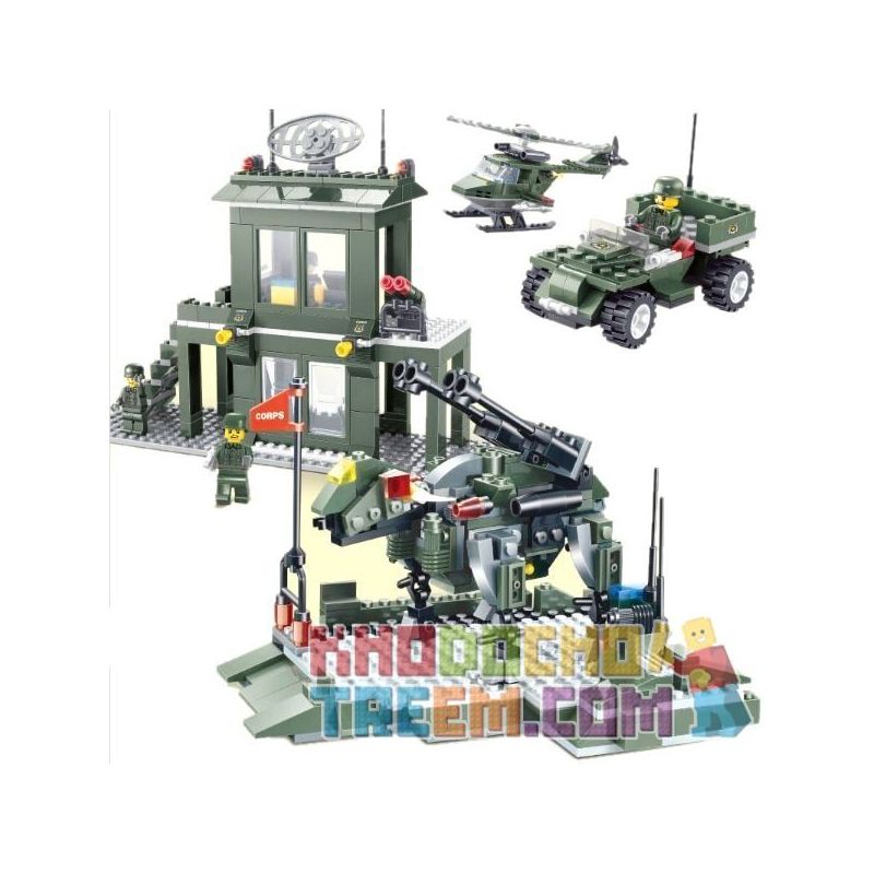 JIE STAR 23020 Xếp hình kiểu Lego MILITARY ARMY Helicopter, Army Jeep, Helicopter Trực Thăng, Xe Jeep, Căn Cứ Quân Sự 3 Trong 1 425 khối
