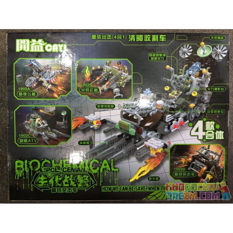 CAYI 1902A 1902B 1902C 1902D non  SIÊU XE QUÁI VẬT bộ đồ chơi xếp lắp ráp ghép mô hình Biochemical Policeman Cảnh Sát Chống Vũ Khí Hóa Học 428 khối