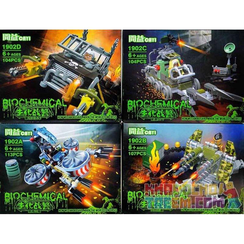 CAYI 1902A 1902B 1902C 1902D non  SIÊU XE QUÁI VẬT bộ đồ chơi xếp lắp ráp ghép mô hình Biochemical Policeman Cảnh Sát Chống Vũ Khí Hóa Học 428 khối