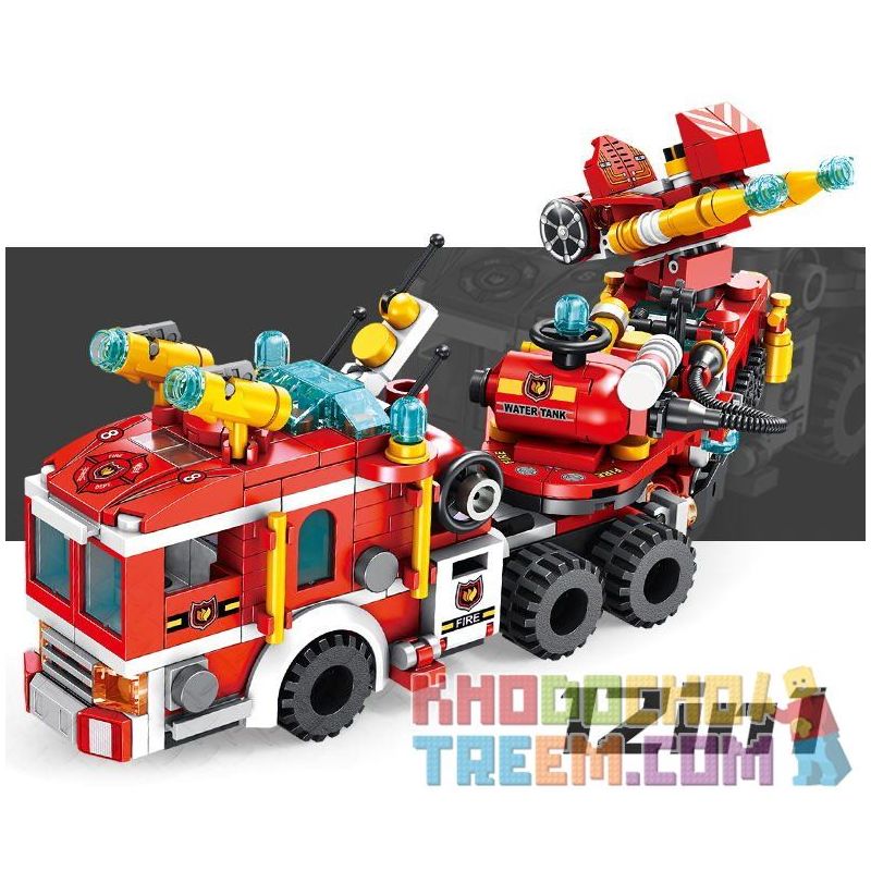 PanlosBrick 633009 Panlos Brick 633009 non  XE CHỮA CHÁY KHỔNG LỒ ĐƯỢC KẾT HỢP TỪ MÁY BAY VÀ Ô TÔ NHỎ bộ đồ chơi xếp lắp ráp ghép mô hình City CITY FIRE BRIGADE Thành Phố 557 khối