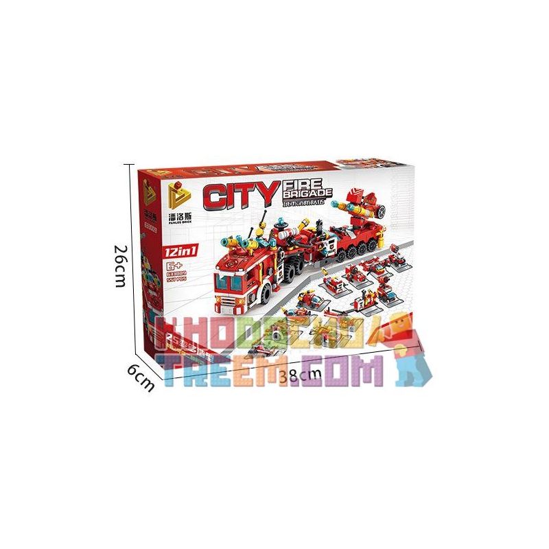 PanlosBrick 633009 Panlos Brick 633009 non  XE CHỮA CHÁY KHỔNG LỒ ĐƯỢC KẾT HỢP TỪ MÁY BAY VÀ Ô TÔ NHỎ bộ đồ chơi xếp lắp ráp ghép mô hình City CITY FIRE BRIGADE Thành Phố 557 khối