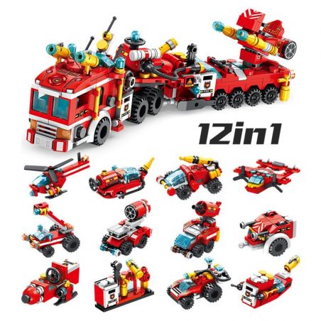 PanlosBrick 633009 Panlos Brick 633009 non  XE CHỮA CHÁY KHỔNG LỒ ĐƯỢC KẾT HỢP TỪ MÁY BAY VÀ Ô TÔ NHỎ bộ đồ chơi xếp lắp ráp ghép mô hình City CITY FIRE BRIGADE Thành Phố 557 khối
