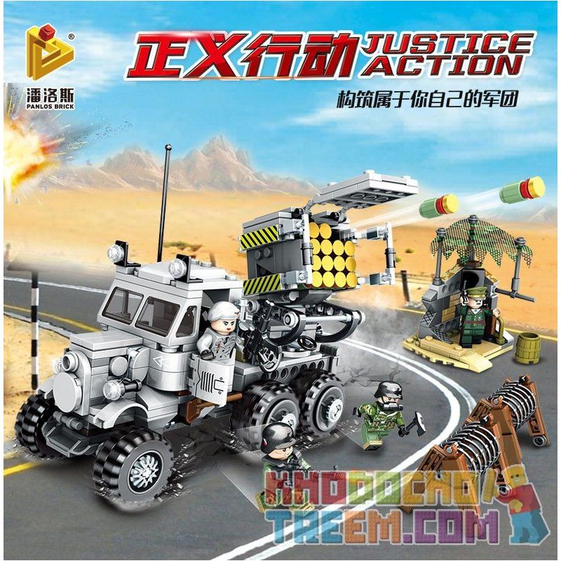 PanlosBrick 631006 Panlos Brick 631006 non  XE BÁN TẢI PHÓNG TÊN LỬA bộ đồ chơi xếp lắp ráp ghép mô hình Justice Action Thi Hành Công Lý 511 khối