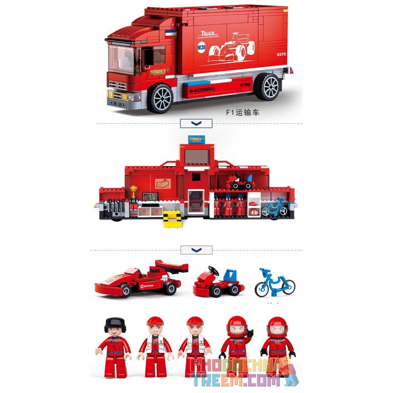 SLUBAN M38-B0375 B0375 0375 M38B0375 38-B0375 non  BỘ LẮP RÁP XE BUS CÓ THỂ CHUYỂN THÀNH TRẠM DỪNG NGHỈ PIT STOP TRONG ĐUA CÔNG THỨC 1 bộ đồ chơi xếp lắp ráp ghép mô hình Speed Champions Racing Cars FORMULA CAR F1 TEAM TRUCK Đua Xe Công Thức 557 khối