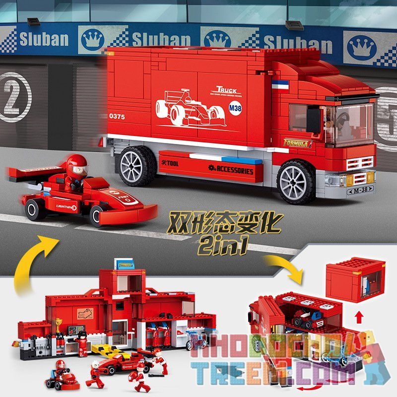 SLUBAN M38-B0375 B0375 0375 M38B0375 38-B0375 non  BỘ LẮP RÁP XE BUS CÓ THỂ CHUYỂN THÀNH TRẠM DỪNG NGHỈ PIT STOP TRONG ĐUA CÔNG THỨC 1 bộ đồ chơi xếp lắp ráp ghép mô hình Speed Champions Racing Cars FORMULA CAR F1 TEAM TRUCK Đua Xe Công Thức 557 khối