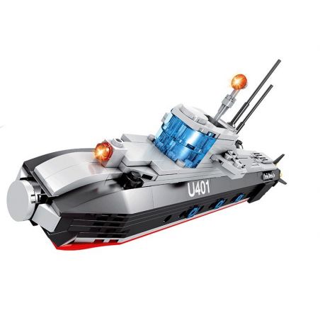 HSANHE 6446 Xếp hình kiểu  MILITARY ARMY U-401 Submarine Tàu Ngầm U401 432 khối
