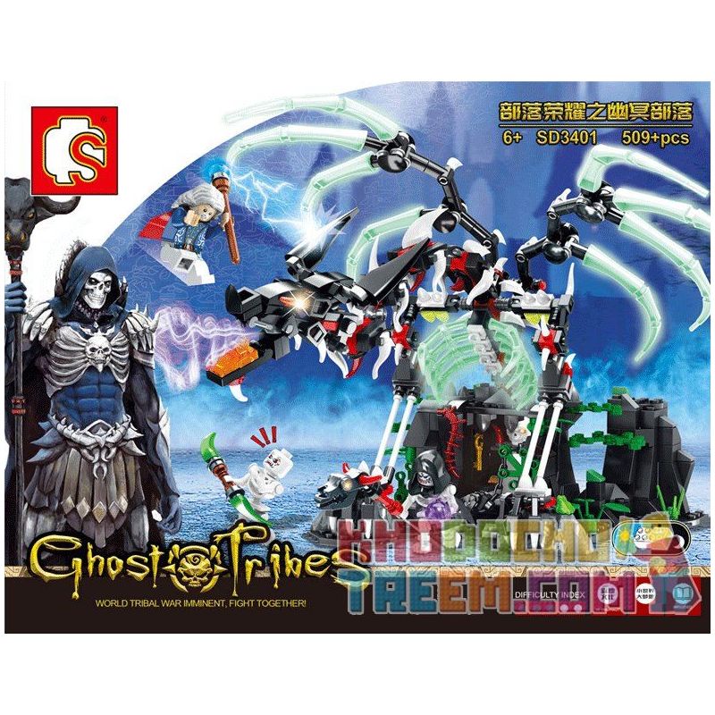 SEMBO WEKKI VIGGI SD3401 3401 non  NETHER HORDE OF TRIBE GLORY bộ đồ chơi xếp lắp ráp ghép mô hình Chronicles Of The Ghostly Tribe GHOST TRIBES Bộ Tộc Ma 509 khối
