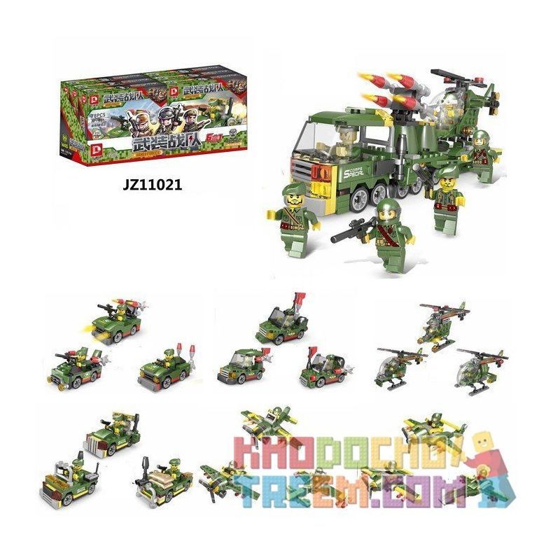 LE DI PIN 11021 Xếp hình kiểu  MILITARY ARMY 6 In 1 Military Combination Tổ Hợp Quân Sự 6 Trong 1 434 khối