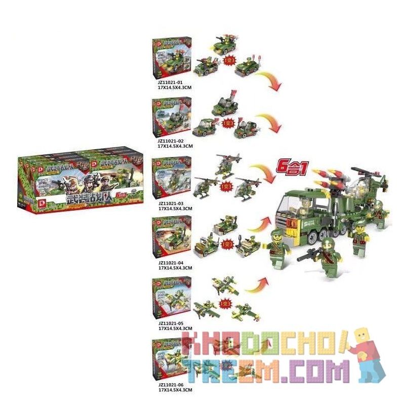 LE DI PIN 11021 Xếp hình kiểu  MILITARY ARMY 6 In 1 Military Combination Tổ Hợp Quân Sự 6 Trong 1 434 khối