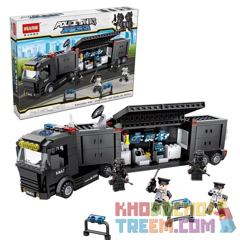 HSANHE 6510 Xếp hình kiểu  MILITARY ARMY Mobile Operation Center Trung Tâm Chỉ Huy Di động 437 khối