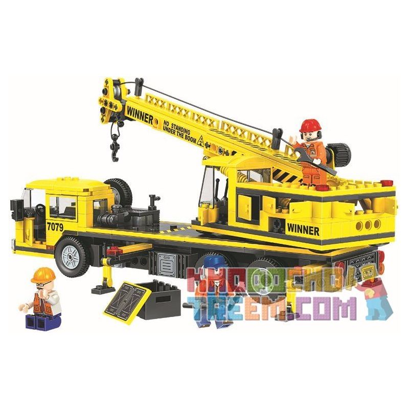 Winner 7079 Xếp hình kiểu Lego CITY Little Engineers Small Engineer Crane Cần Cẩu Vàng 507 khối