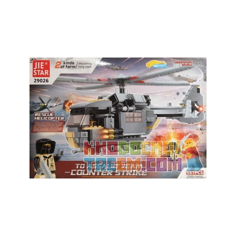 JIE STAR 29026 Xếp hình kiểu  MILITARY ARMY Rescue Helicopter Trực Thăng Cứu Hộ 551 khối
