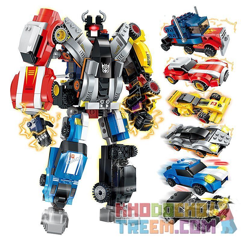 Enlighten 1409 Qman 1409 non Lego NGƯỜI MÁY BIẾN HÌNH ĐƯỢC KẾT HỢP TỪ 6 CHIẾN XE Ô TÔ bộ đồ chơi xếp lắp ráp ghép mô hình Transformers WARRIOR CALAMITY Robot Đại Chiến Người Máy Biến Hình 518 khối