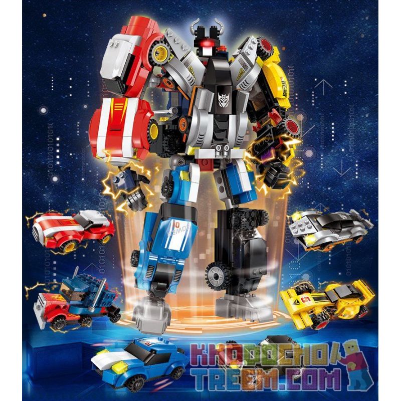 Enlighten 1409 Qman 1409 non  NGƯỜI MÁY BIẾN HÌNH ĐƯỢC KẾT HỢP TỪ 6 CHIẾN XE Ô TÔ bộ đồ chơi xếp lắp ráp ghép mô hình Transformers WARRIOR CALAMITY Robot Đại Chiến Người Máy Biến Hình 518 khối