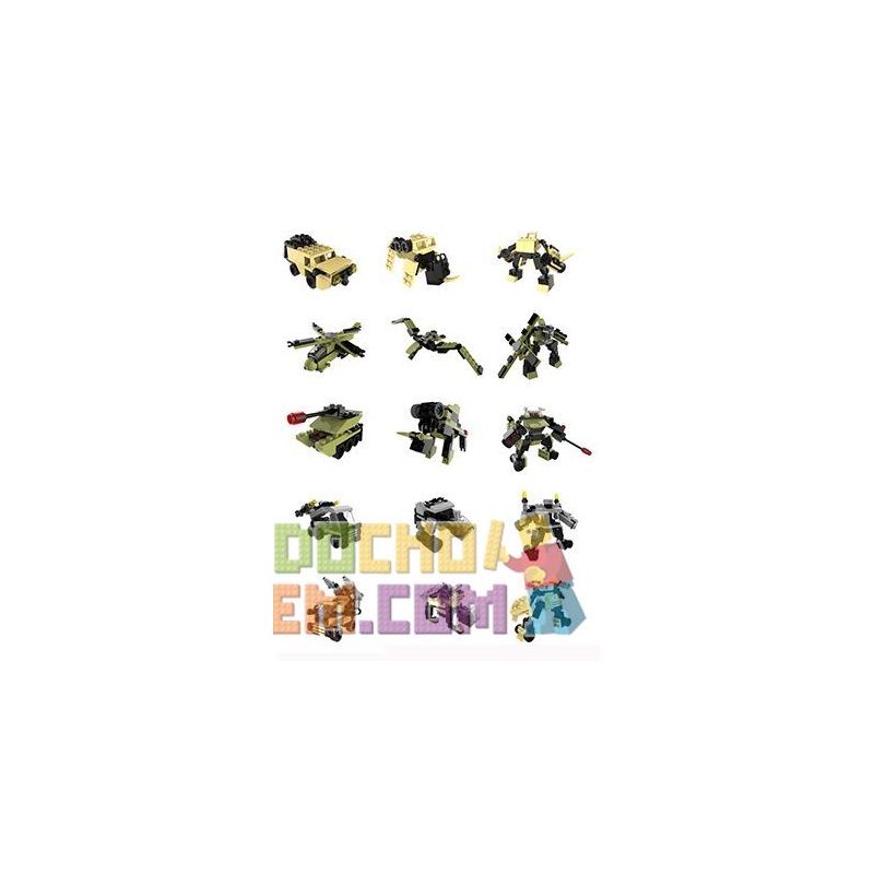 QIZHILE 5005 Xếp hình kiểu  TRANSFORMERS Những Phương Tiện Quân Sự Kết Hợp Thành Robot Cần Dịch 502 khối