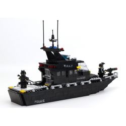 HSANHE 6511 Xếp hình kiểu  MILITARY ARMY Patrol Boat And Helicopter Thuyền Và Trực Thăng Tuần Tra 518 khối