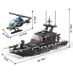 HSANHE 6511 Xếp hình kiểu  MILITARY ARMY Patrol Boat And Helicopter Thuyền Và Trực Thăng Tuần Tra 518 khối