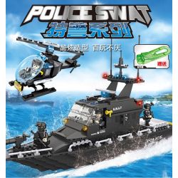 HSANHE 6511 Xếp hình kiểu  MILITARY ARMY Patrol Boat And Helicopter Thuyền Và Trực Thăng Tuần Tra 518 khối