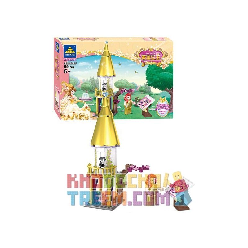 Kazi KY98711 98711 non  LÂU ĐÀI BẰNG VÀNG CỦA CÔNG CHÚA bộ đồ chơi xếp lắp ráp ghép mô hình Golden Princess Công Chúa Vàng 500 khối